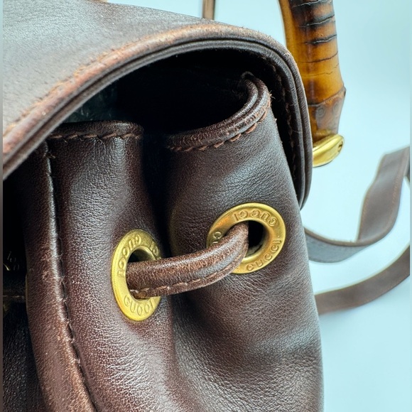 Gucci-Authentic-Vintage - Bamboo Backpack Leather Brown - Picture 8 of 16